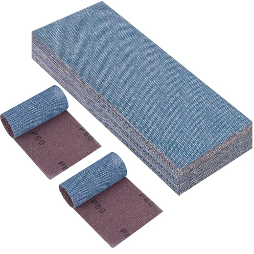 PMIQSA 25 Pièces Filet Bande Abrasive 115x230mm Grain 80 Autoagrippant | pour Poncer Sans Poussière le Bois le Mastic Peinture Plastique Ponceuse Orbitale Et Bloc De Ponçage Manuel