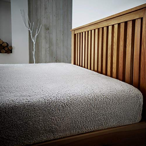 Luxuriöses, superweiches, warmes und gemütliches Teddy-Fleece-Spannbettlaken, kuscheliges Thermo-Spannbetttuch, für den Winter, Matratze, Einzelbett, Doppelbett, Kingsize-Bett (grau, Einzelbett)