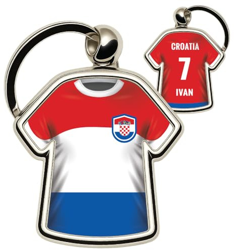 minifan Personalisierter Schlüsselanhänger Trikot Länder Look – mit Name & Nummer – Länderflagge Design, Fanartikel & Geschenkidee für Fans und Fußballfreunde -viele Länder verfügbar!