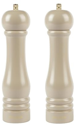 Salter Salt and Pepper Mills - Set of 2 Grinders, 23 cm Tall, Adjustable Grinding Fine to Coarse, Ceramic Mechanism, Suitable for Rock Salt/Peppercorns, Seasoning, Extra Cap Included, Beige