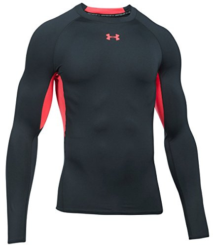 Under Armour, Ua Hg Armour Ls, Maglia A Maniche Lunghe, Uomo, Nero (Anthracite/Marathon Red 016), L
