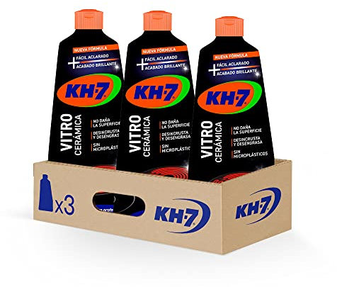 KH-7 Vitro Cerámica, Crema Limpiadora de Vitro que elimina la suciedad incrustada, Fórmula Desengrasante, Desincrusta sin Dañar- Bote 450ml, 3 unidades