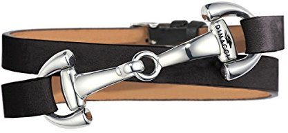 DIMACCI Trensen-Armband Kalbsleder | Favorit Kollektion in Schwarz Silber-Optik aus Edelstahl | Schmuck für Reiter-Frauen in Geschenk-Box