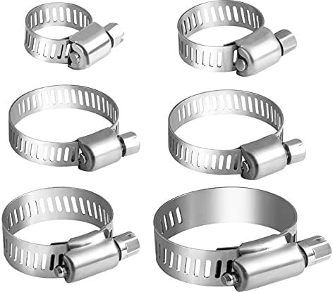 FEPITO 30pcs Schlauchschellen Verstellbare 10-38mm Palette Edelstahl Schlauchschelle Sortiment 6 Größe
