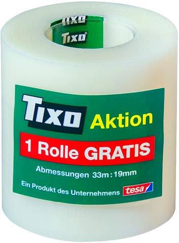 TIXO® Klebeband, unsichtbar, selbstklebend, 19 mm x 33 m, klar, matt (3 Stück), Sie erhalten 1 Packung á 3 Stück
