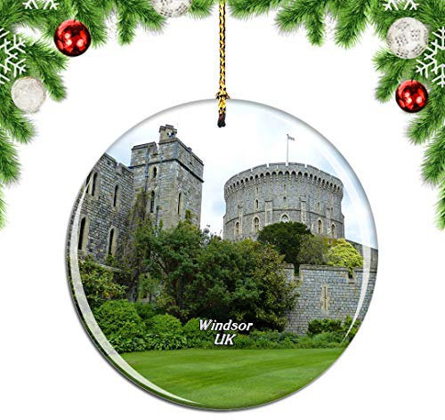 Weekino Regno Unito Inghilterra Windsor Castle Decorazione Natalizia Albero di Natale Ornamento Pendente sospeso Città Viaggi Souvenir Collection Porcellana da 2,85 Pollici