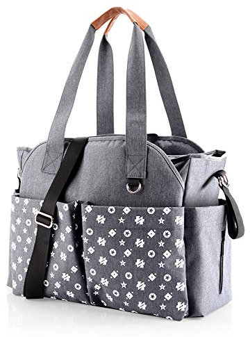 Jenleestar Wickeltasche, Wickeltasche mit Kinderwagengurten und Schultergurt für Krankenhaus und Mutterschaft, große Kapazität, Baby-Wochenend-Reisetasche (grau), grau, XL, Grau, XL