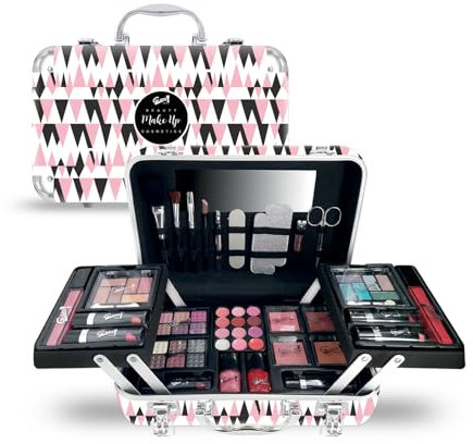 GLOSS! - Estuche de Maquillaje XXXL para Niñas - Con 4 Pinturas - Colores Negro y Rosa - Maletín de Maquillaje Completo - Idea de Regalo para Niñas - Perfecto para Cumpleaños y Navidad