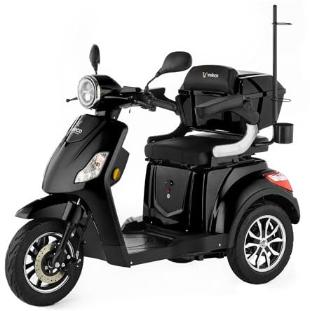 VELECO Dispositivo de movilidad de 3 Ruedas Para Personas Mayores Minusvalido DRACO 12km/h (Negro)
