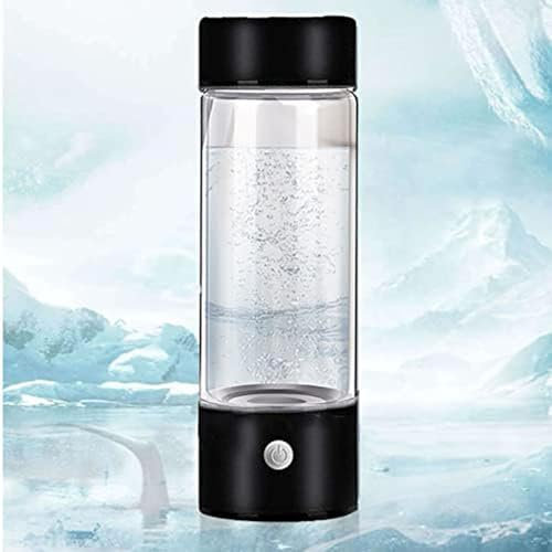 MOVKZACV Botella de agua de hidrógeno portátil, generador de agua ionizada de carga USB, taza de agua rica en hidrógeno, botella de hidrógeno de 450 ml (negro)