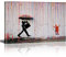 Banksy Bilder auf Leinwand Colorful Rain Graffiti Street Art Wand Bild Pop Art Gemälde Kunstdruck Modern Wandbilder XXL Wanddekoration Mit Rahmen 120x80cm