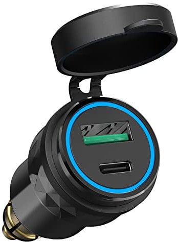 30W PD USB C Steckdose Adapter für BMW Motorrad DIN Hella EU Stecker: PD & QC 3.0 USB Dose Buchse Wasserdicht Zigarettenanzünder Ladegerät für 12-24V Boot LKW Wohnwagen Ducati Triumph