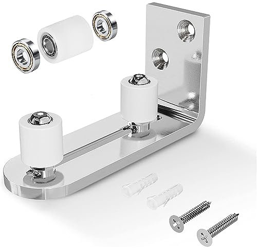 Niciksty Bodenführung Schiebetür Verstellbare Boden Rollenführung mit Schrauben, Bodenführung Schiebetür Bodenführung für Wand/Tür Unterseite, Silber