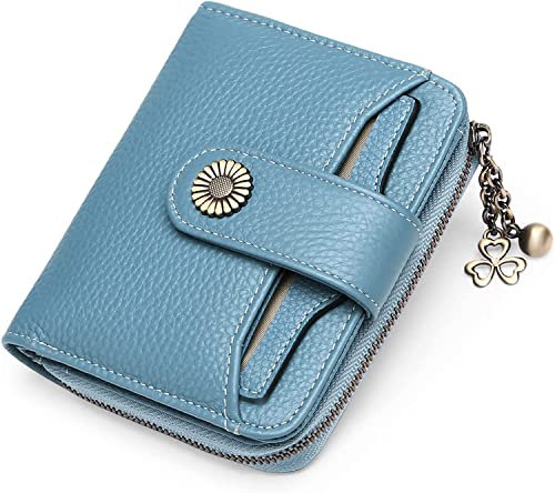 SENDEFN Geldbörse Damen Klein,Geldbeutel Frauen Echtes Leder,mit Münzfach Kleines Zipper Brieftasche Kartenhalter mit RFID Blocker