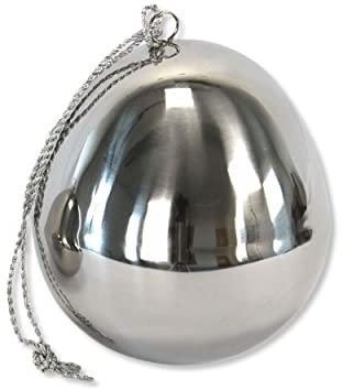 Metall Osterei Ø 10 x 12cm 2 Stück mit Band zum aufhängen Silber Hochglanz Oster-Deko Easteregg frühlingshaft