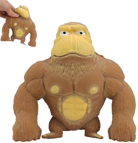 TIANLIN Gorilla Stress Dehnbares Squeez Toy zum Drücken und Ziehen, Hellbrauner Quetsch Gorilla für Stressabbau und Entspannung