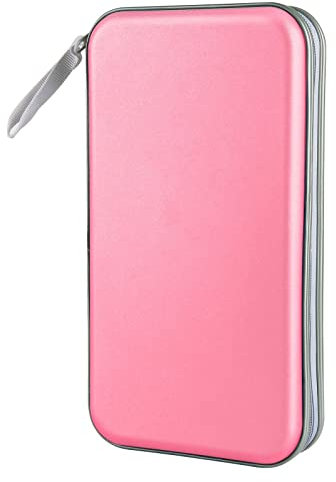 Siveit Funda para CD/DVD con Capacidad para 80 y 96 Unidades, portátil, con Cremallera, de plástico Duro, para DVD, Organizador de Almacenamiento para Coche, hogar, Oficina, Viajes, Rosa Claro, 96
