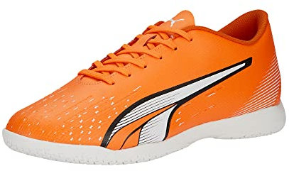 PUMA Men's Ultra Play Indoor Trainer Soccer Shoes Sneaker, Ultra Orange-white-blue Glimmer, 42.5 EU
