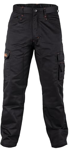 Black Hammer Mens Combat Work Trousers Cargo Pants Multi Pockets Joggers Reinforced Seams Tradesman Warehouse Survival Black (34W / 33 Long)