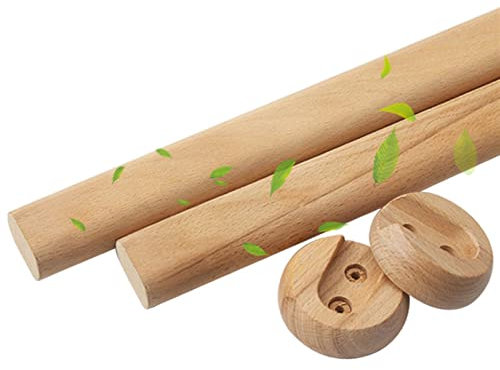 Kit ovale Kleiderschrankstange | Kleiderstange 1 Stück - Hölzern Schrank-Stange Schrankrohr | Länge 400-1200 mm | Stange für Garderobe und Nische (Color : Wood Color, Size : 40cm/15.7Inch)