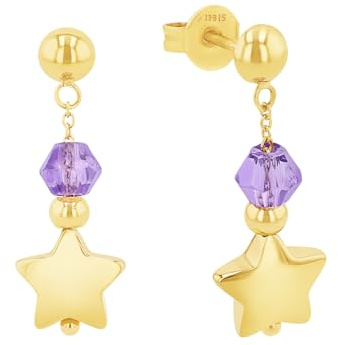 Prinzessin Lillifee Ohrhänger Edelstahl Mädchen Kinder Ohrschmuck, mit Schmuckstein synth., 2 cm, Multicolor, Stern, Kommt in Schmuck Geschenk Box, 2035301