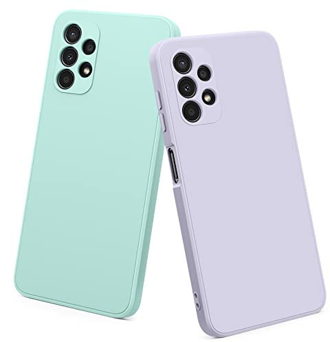AK 2 Stück Kompatibel mit Samsung Galaxy A13 4G Hülle, Weich Silikon Stoßfest Schutzhülle Handyhülle für Samsung Galaxy A13 6,6 Zoll (Lavendel+Hellcyan)