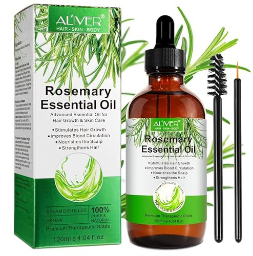 Rosmarin Öl für Haare, 120ml Rosmarinöl Haaröl, Rosemary Oil for Hair Growth, 100% Naturreines Rosmarin öl Haarwachstum für Kopfhaut Massager, Hautpflege und Aromatherapi