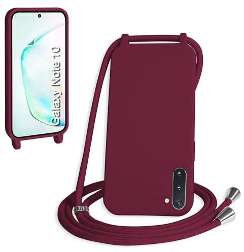 WenBaby Handykette für Samsung Galaxy Note 10 Hülle mit Band,Handyhülle mit Schnur zum Umhängen Silikon Seil Necklace Schutzhülle mit Kordel Tasche Case TPU Bumper für Galaxy Note 10- Rot