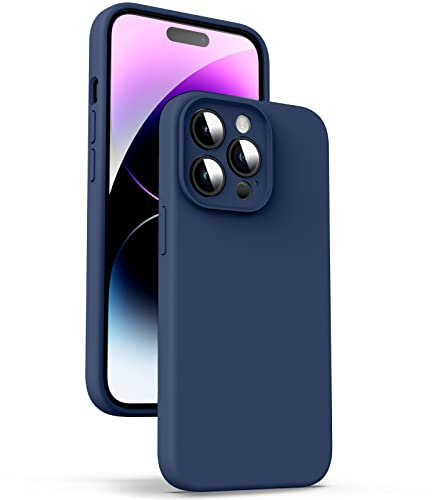 Supdeal Liquid Silicone Case for iPhone 14 Pro Max, [Camera Protection] [Anti Fingerprint] [Wireless Charging] 4 Layer Phone Case Protective Cover, Built-in Microfiber Case Cover, 6.7, Navy Blue