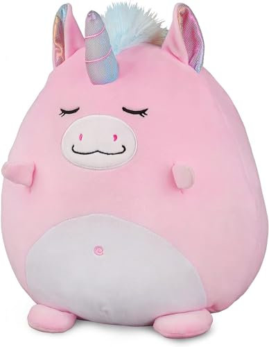 Marsjoy 20,3 cm Rosa Einhorn Plüschkissen Spielzeug Squishy Kuscheltier Plüschkissen Niedliches Einhorn Kuscheltier Kawaii Weiches Kissen für Mädchen Kindertag Geburtstage Weihnachten