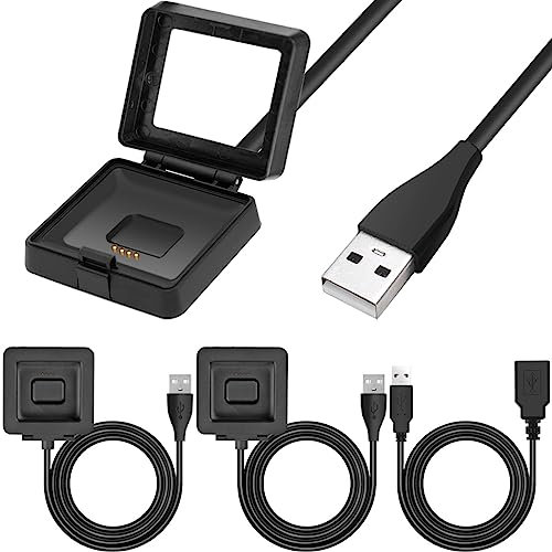 Xiatiaosann Ladekabel für Fitbit Blaze, Ersatz-Ladekabel, Dock-Adapter, USB-Kabel für Smart Fitness Watch, Cradle-Clip, USB-Typ-A-Netzladegerät, 1 m, Schwarz, 2 Stück