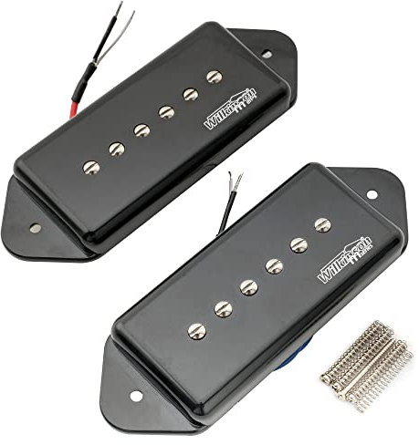 Wilkinson WO90 Keramik P90 Dogear Single Coil Pickups Hals Steg Tonabnehmer Set für Les Paul SG E-Gitarre, Schwarz