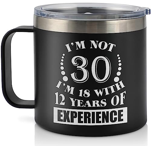 KAAYEE 30th Birthday Gift for Men, 14oz Stainless Steel Travel Mug for Men on His Birthday 1993, Ideas Birthday Gifts 30 Year Old for Dad, Bro, Best Friend, Coworker, Husband (Black-30th)