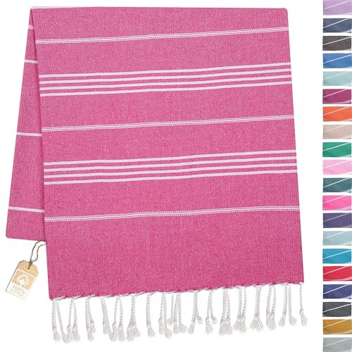 TOWELAND Weiches und strapazierf higes Baumwolltuch für Sauna Yoga Strand 100% Baumwolle perfekt kann als Saunatuch Handtücher Strandtuch oder Badetuch (Rose, Striped Model (100 x 180))