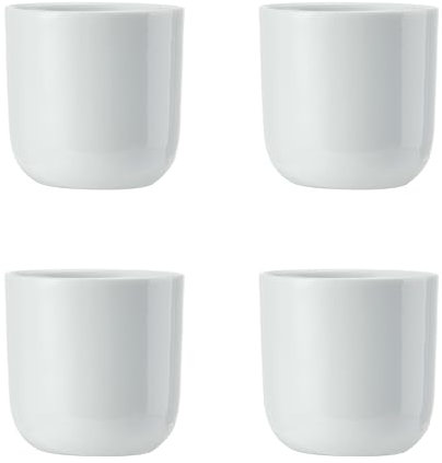 Mikasa Chalk Set de 4 coquetiers en porcelaine, coquetiers blancs pour les tables de petit déjeuner, porte-oeufs en porcelaine de 5 cm, lavable au lave-vaisselle et emballé dans un coffret cadeau