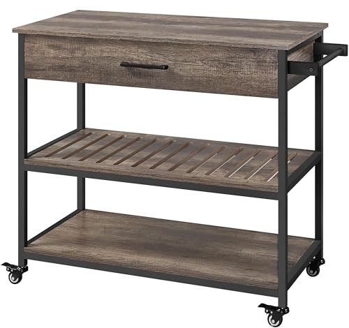 Yaheetech Carrello da Cucina con Ruote 3 Ripiani 101,5 x 51 x 92,5 cm Carrello di Servizio Carrellino Portaoggetti Multiuso Salvaspazio Stile Moderno Porta Microonde Grigio Talpa