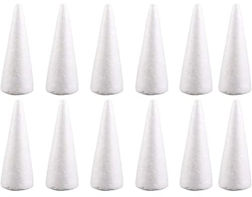 Polystyrol Kegelschaumkegel weiße Styroporkegel Crafts Schaumkegel Weihnachtsbaum Polystyrol Schaum Weihnachtstisch Herzstück Hochzeitsdekoration (12pcs, 10 cm)