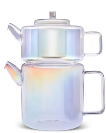 Karaca Flache Teekanne aus Borosilikatglas, mehrfarbig