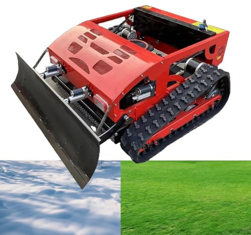 DISHENGZHEN Mähroboter mit Schneeschaufel, Ferngesteuerter Rasenmähermotor, 7,5 PS | Hybrider, gaselektrischer, selbstfahrender Nullwendekreismäher | Ferngesteuerter Mäher für 45°-Neigung