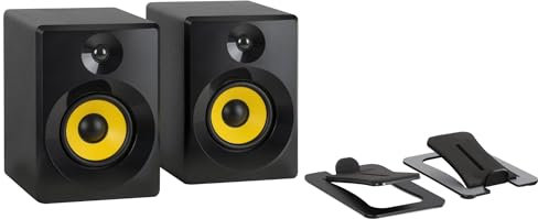 McGrey MM-440BT Multimedia-Aktivlautsprecher Set - 40 Watt RMS Leistung - Bluetooth - MDF-Gehäuse - Volume-, Bass- und Höhenregler - inklusive Winkelfuß-Lautsprecherstativen - Schwarz