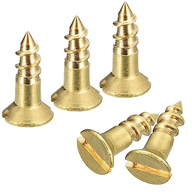 sourcing map Brass Wood Screws, 40Pcs M2.5 x 8mm Slotted Drive Flat Head Self Tapping Screw Countersunk for Woodworking Furniture