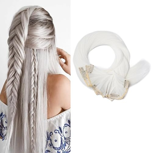 2 x Clip-In Hair Extension Highlights Streaks, Colourful Hair Highlights (White Thick)