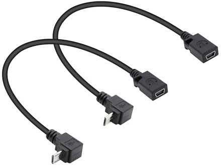 Xilaghy Micro USB to Mini USB Adapter Cable 27CM Up & Down Angle Micro USB Male to Mini USB Female Charging and Data Sync Cord(2Pack)