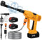 Idropulitrice a Batteria, 65 Bar Idropulitrice Portatile Senza Fili con 2 Batterie, 6 in 1 Ugello, 10 Livelli di Pressione, 5M Tubo, LED Display, Idropulitrice ad Alta Pressione per Auto, Giardino