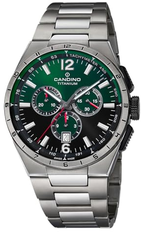 Candino Swiss Herrenuhr Analog aus Titan Grau | Quarzwerk, Kalender, Widerstandsfähiges Saphirglas, Wasserdicht 10 ATM C4603/N Titanium