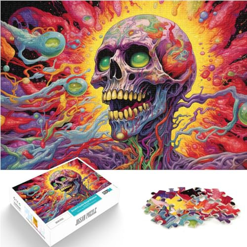 1000-teiliges Puzzle, Psychedelic Skeleton World, für Erwachsene und Kinder ab 12 Jahren, Holzpuzzle, gutes Geschenk für Erwachsene und Kinder, Größe: 50 x 75 cm