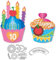 DELORIGIN 3D Birthday Cup Cake Cutting Dies Desserts Carbon Steel Die Cuts for Card Making Embossing Tool Scrapbooking Stencils Template for DIY Crafts Album Paper Greeting Card Gift Decor