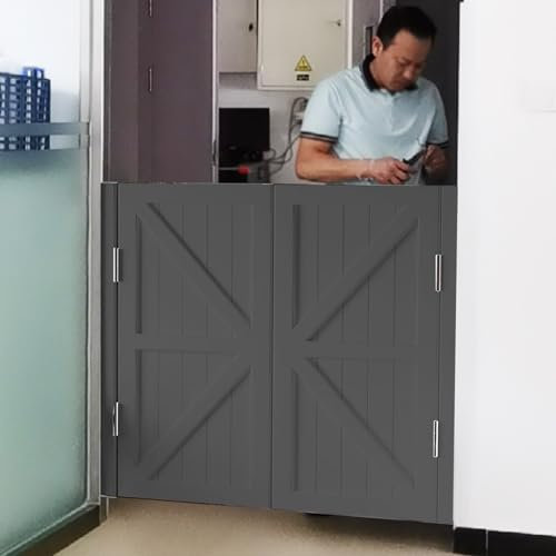 Innovz Saloontür Salontüren aus Massivem Kiefernholz für Cafés, Lackierte Salontür für Haustüren, Selbstschließende Eingangstüren mit Halber Breite, Ladentheke Trennwand(Gray,W100xH90cm/39.4 x35.4)