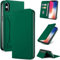 S. Dawezo Handyhülle für iPhone XS Max Hülle,Premium Leder Klappbare Flip Case [Stoßfeste][Magnetische][Standfunktion] [Kartenfächern] Tasche Schutzhülle für iPhone XS Max-Grün