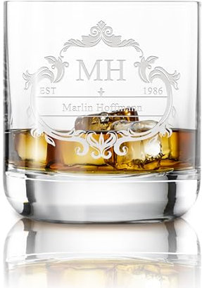 LOOXIS Personalisiertes Whiskyglas mit Namen & Motiv graviert – 300ml, Spülmaschinenfest, 90 x 80mm, extra dickes Bodeneis, Gravur, Digestifglas, Whiskeyglas – Geschenkidee Männer, Vatertag - Motiv 1